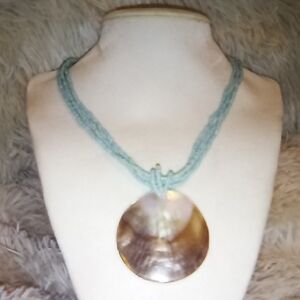 Cookie Lee Turquoise Necklace with Shell Pendant